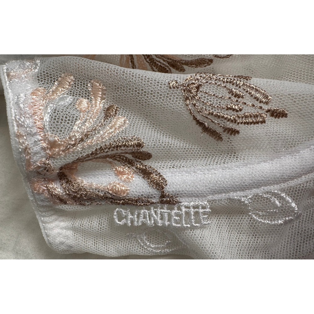 Chantelle Parisian Allure Unlined Plunge Bra White Copper Floral 32DD C26050 NWT - Picture 3 of 9